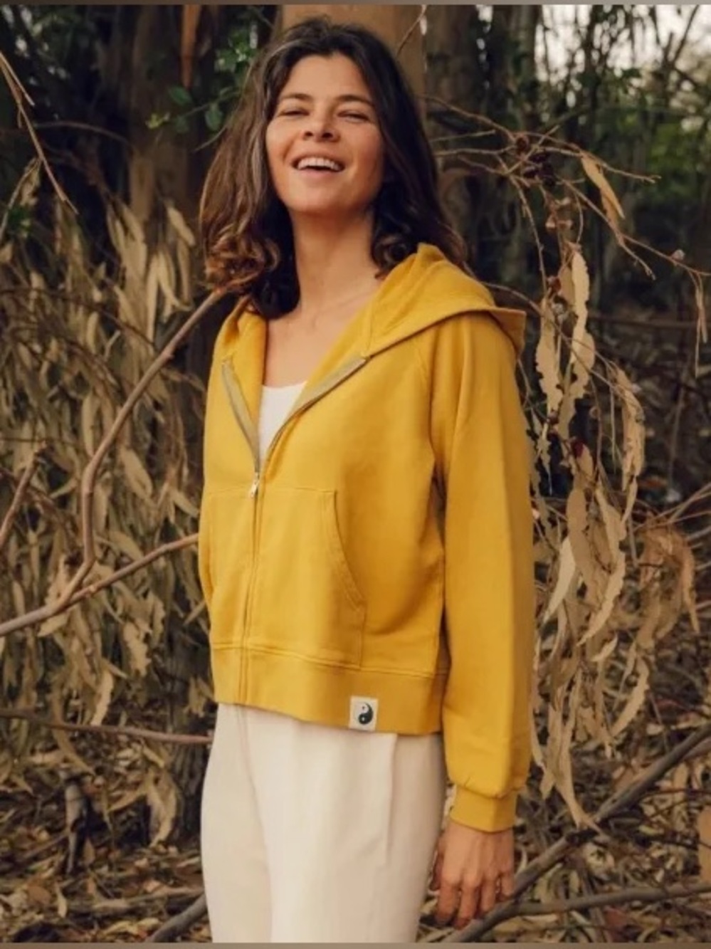 Mollusk Mustard Zip Hoodie Cropped Sweatshirt XS